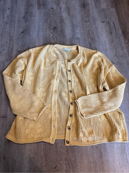 Madewell Sweaters - Madewell Sunny Yellow Crochet Button-Front Cardigan